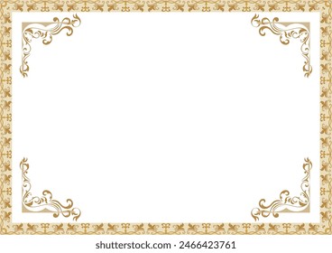 golden vintage frame Thai pattern corner decoration for cards, vintage, baroque, abstract flowers