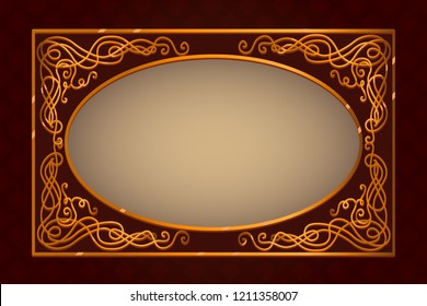 Golden vintage frame vector template