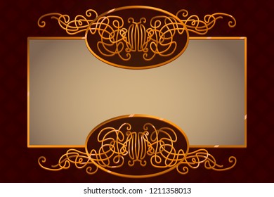 Golden vintage frame vector template