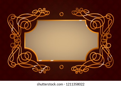 Golden vintage frame vector template