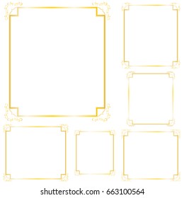 Golden vintage frames vector design elements