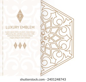 Golden vintage greeting card on a white background. Vector abstract design elements. Great for invitation and greeting cards, packaging, flyer