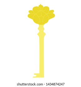 golden vintage key on white background