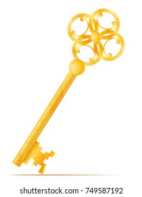 golden vintage key stock vector illustration isolated on white background