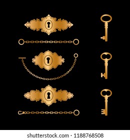 golden vintage keyholes and keys