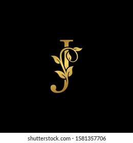 Golden Vintage Letter J Nature Floral Stock Vector (royalty Free 