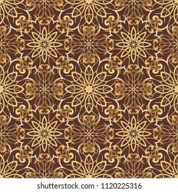 Golden vintage Luxury seamless patterns. Stylized damask vector background. Elegant Decorative  ornament for wallpaper, fabric, paper, invitation print. 