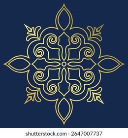 Golden vintage mandala graphic element for card decoration.