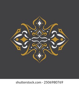 Golden Vintage mandala Ornament.Golden Border ornament. Classic oranate flower, star and mandala. Suitable for wedding invitation card.