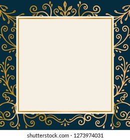 Golden vintage ornament frame vector