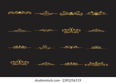 Golden Vintage Ornament.Golden Border ornament. Golden Crown Ornament .Suitable for wedding invitation card.