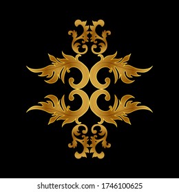 Golden  vintage pattern on black background. Vector