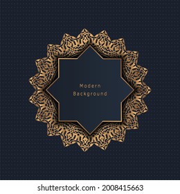Golden vintage pattern on black background. Vector illustration for retro design. Gold abstract frame. Label set. Elegant luxury foil