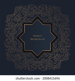 Golden vintage pattern on black background. Vector illustration for retro design. Gold abstract frame. Label set. Elegant luxury foil