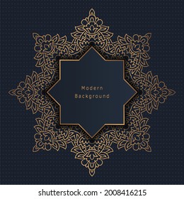 Golden vintage pattern on black background. Vector illustration for retro design. Gold abstract frame. Label set. Elegant luxury foil