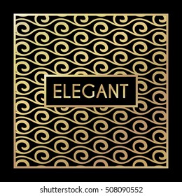 Golden vintage pattern on black background. Vector illustration for retro design. Gold abstract frame. Linear elegant luxury foil Victorian fashion