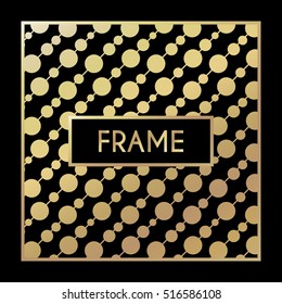 Golden vintage pattern on black background. Vector illustration for retro design. Gold abstract frame. Stylish decorative label set. Art decoration texture Linear elegant luxury foil Victorian fashion