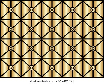 Golden vintage pattern on black background. Vector illustration for retro design. Gold abstract wallpaper. Elegant luxury art deco foil pattern.