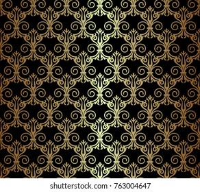 golden vintage pattern on a black background
