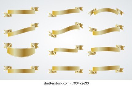 Golden Vintage Ribbon Collection. Vector