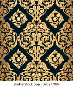 Golden vintage seamless decorative pattern