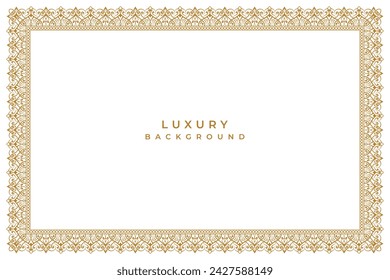 Golden vintage seamless indian swirl wedding invitation card islamic page certificate border line pattern illustration frame rectangle