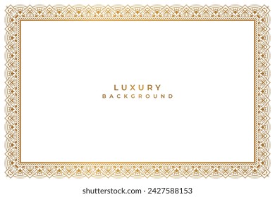 Golden vintage seamless lace wedding invitation card islamic page certificate border line pattern illustration frame rectangle