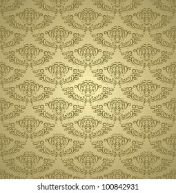 Golden vintage seamless pattern on gradient background