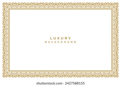 Golden vintage seamless retro wedding invitation card islamic page certificate border line pattern illustration frame rectangle