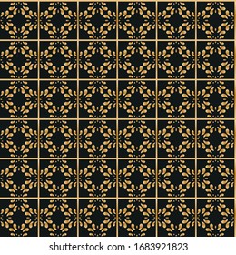 golden vintage seamless vector pattern on black background