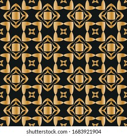 golden vintage seamless vector pattern on black background