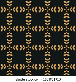 golden vintage seamless vector pattern on black background