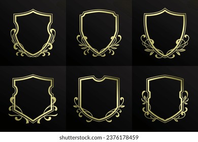 Golden Vintage Shield Frame Vector Template