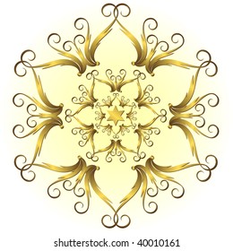 Golden vintage snowflake (vector)