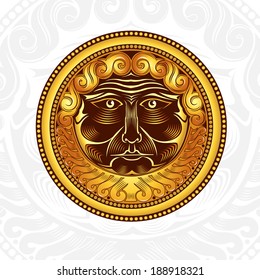 golden vintage sun background label