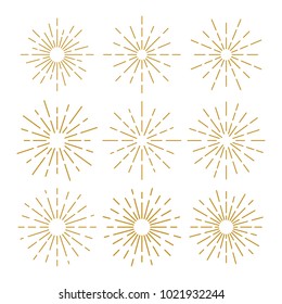 Golden Vintage Sunburst Design Vector Template Sets Collection