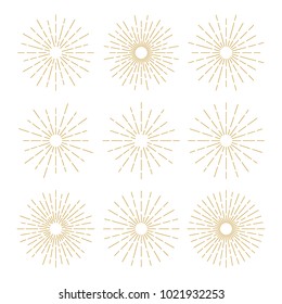 Golden Vintage Sunburst Design Vector Template Sets Collection