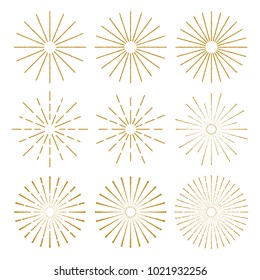 Golden Vintage Sunburst Design Vector Template Sets Collection
