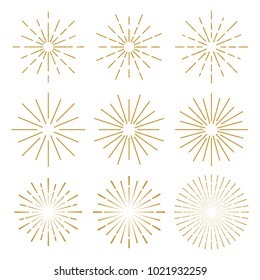 Golden Vintage Sunburst Design Vector Template Sets Collection