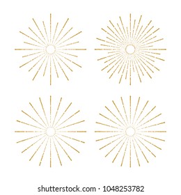 Golden Vintage Sunburst Design Vector Template Sets Collection