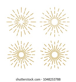 Golden Vintage Sunburst Design Vector Template Sets Collection