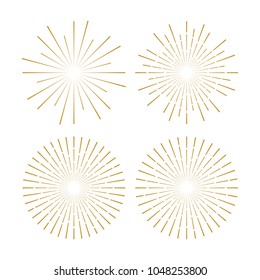 Golden Vintage Sunburst Design Vector Template Sets Collection
