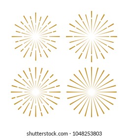 Golden Vintage Sunburst Design Vector Template Sets Collection
