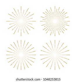 Golden Vintage Sunburst Design Vector Template Sets Collection