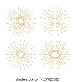 Golden Vintage Sunburst Design Vector Template Sets Collection