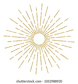 Golden Vintage Sunburst Design Vector Template