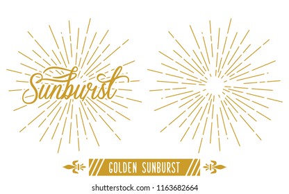 Golden Vintage Sunburst Vector Template