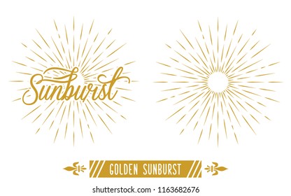 Golden Vintage Sunburst Vector Template