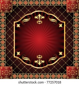 Golden vintage template for your text.  Vector illustration.