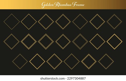 Golden Vintage Texture Rhombus Frame Outline Collection